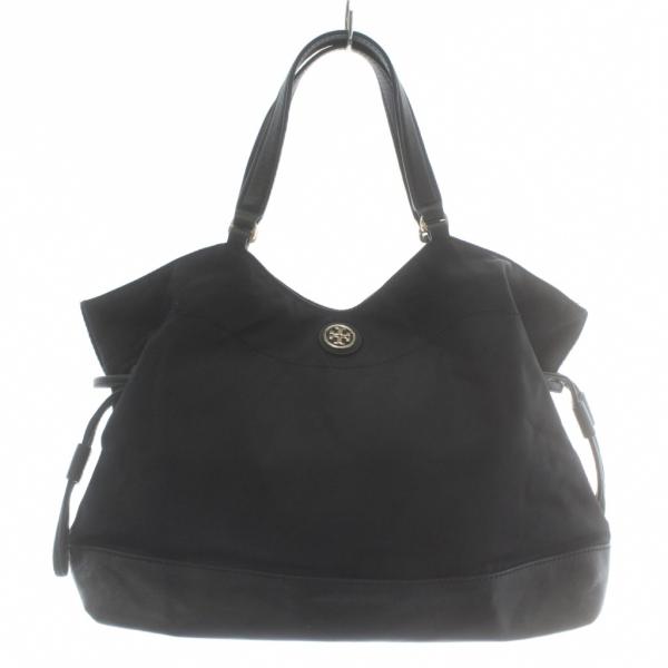 トリーバーチ TORY BURCH トートバッグ ハンド ナイロン レザー 切り替え ロゴ ゴールド...