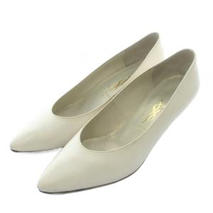 イヴサンローラン YVES SAINT LAURENT パンプス レザー ポインテッドトゥ ヒール 36 23cm 白 ホワイト /XZ ■GY14 レディース