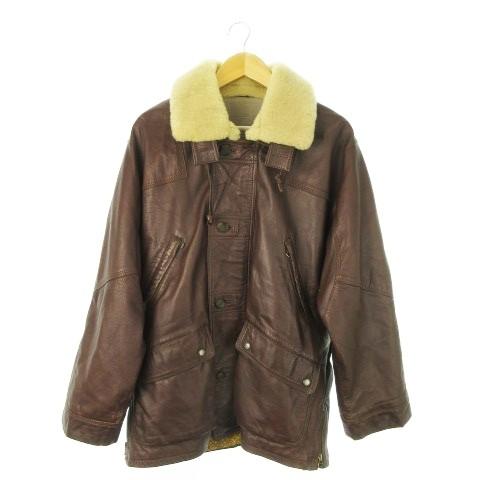 gerome ヴィンテージ アビエイターコート ミリタリー ラムレザー 革 ボア 茶 ブラウン /K...