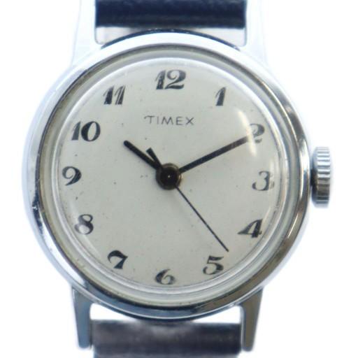タイメックス TIMEX ジャンク品 腕時計 ウォッチ 白文字盤 手巻き ラウンド レザーベルト シ...
