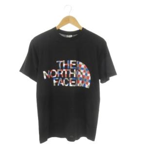 ザノースフェイス THE NORTH FACE 半袖Tシャツ アウトドアウエア L 黒 ブラック 半袖 チェック柄 ロゴプリント /CK15 ■GY99 メンズ
