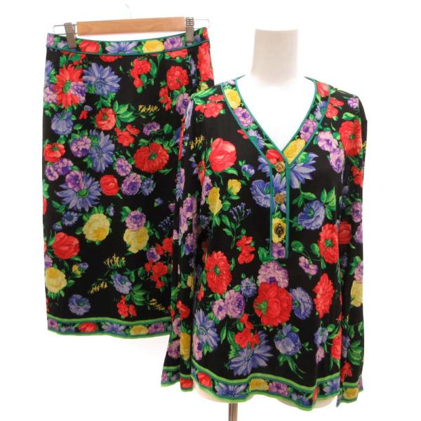 レオナール LEONARD FASHION セットアップ 花柄カットソー スカート L ひざ丈 長袖...
