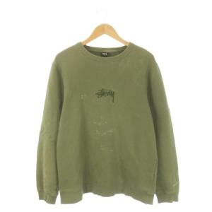 ステューシー STUSSY トレーナー M 緑 カーキ ロゴプリント クルーネック 長袖 /CK27 ■GY99 メンズ
