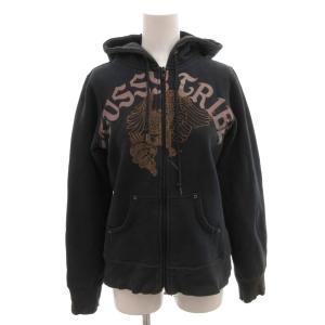 ステューシー STUSSY ジップパーカー フーディ ロゴ 長袖 M 紺 ネイビー /FF ■GY06 レディース