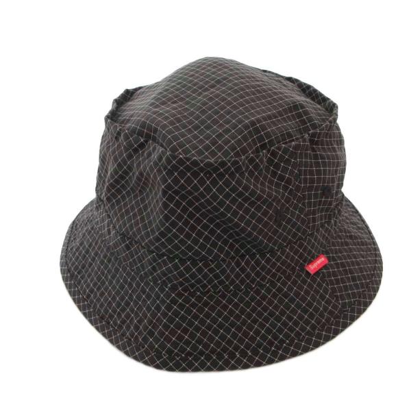 シュプリーム SUPREME バケットハット 帽子 チェック コーデュラナイロン L ホワイト ブラ...