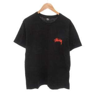 ステューシー STUSSY 美品 Tシャツ カットソー 半袖 ロゴ バックプリント M 黒 ブラック /YJ ■GY12 メンズ