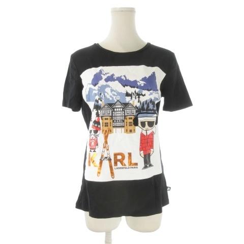 未使用品 カールラガーフェルド KARL LAGERFELD Tシャツ 半袖 プリント ロゴ XS ...