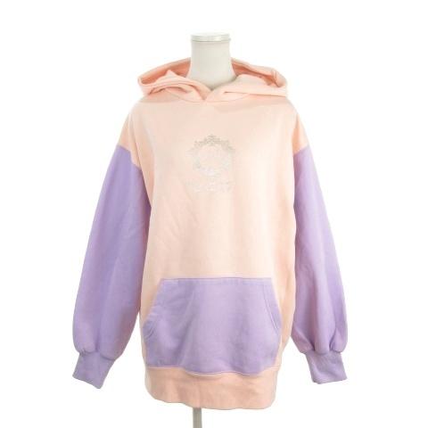 レディ Rady プルパーカー スウェット 裏起毛 バイカラー 切り替え M ピンク 紫 パープル ...