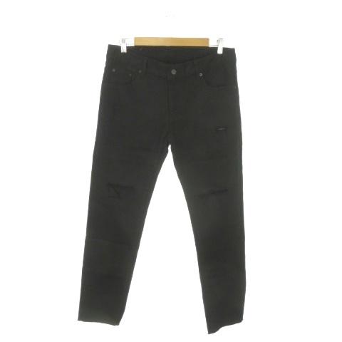 未使用品 ジャンキームード JUNKY MOOD デニム ジーンズ L 黒 ブラック 無地 ダメージ...