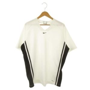 ナイキ NIKE Tシャツ メッシュ サッカー M 白 ホワイト Vネック 半袖 サイドパネル /MN32 ■GY99 メンズ