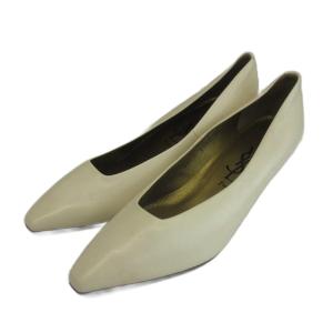 イヴサンローラン YVES SAINT LAURENT パンプス レザー スクエアトゥ ミドルヒール 36 23cm 白 ホワイト /XZ ■GY99 レディース
