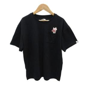 ザノースフェイス THE NORTH FACE Tシャツ カットソー XS 黒 ブラック 半袖 クルーネック ワッペン /YS34 ■GY99 メンズ