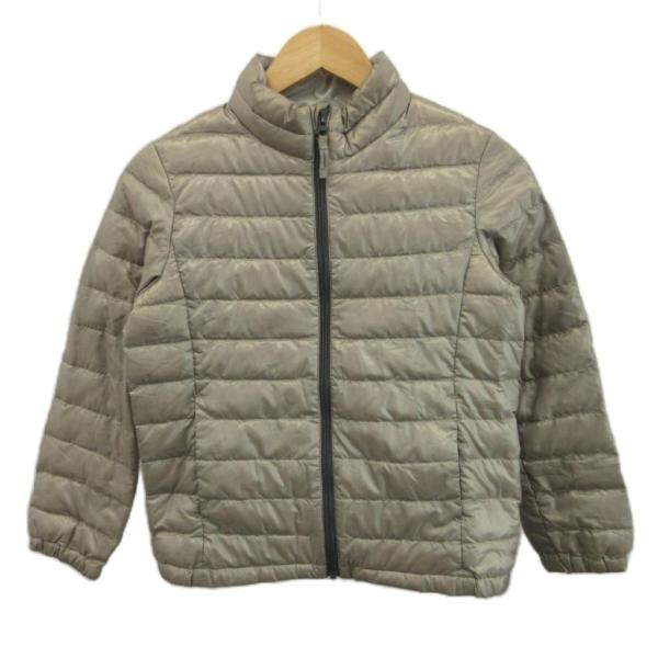 ユニクロ UNIQLO ダウンジャケット 子ども服（男女兼用） 140 グレージュ 無地 スタンドカ...