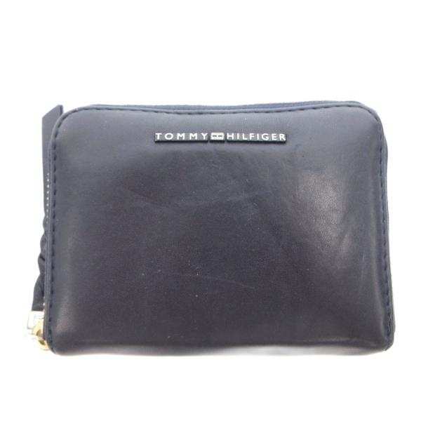 トミーヒルフィガー TOMMY HILFIGER 財布 ウォレット ロゴ レザー ラウンドジップ 紺...
