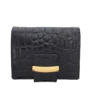 49アベニュー ジュンコシマダ 49AV. junko shimada 二つ折り財布 ウォレット 黒 ブラック 金具 クロコ型押し /NL ■GY99 レディース