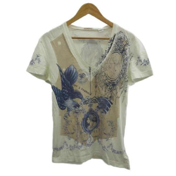 ジョンガリアーノ JOHN GALLIANO Y2K Tシャツ カットソー M 白 ホワイト Vネッ...