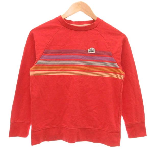パタゴニア Patagonia スウェット トレーナー ストライプ柄 クルーネック 長袖 M 赤 レ...