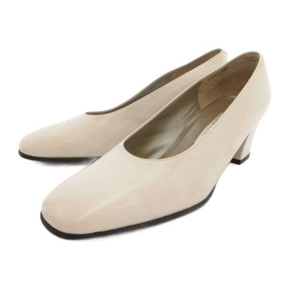 ニナリッチ NINA RICCI パンプス シューズ スクエアトゥ 35.5 アイボリー チャンキー...
