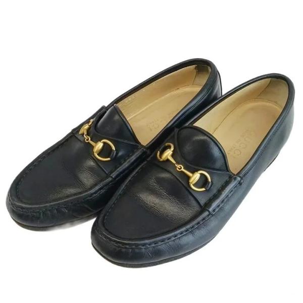 グッチ GUCCI ヴィンテージ ホースビットローファー スリッポン 革靴 レザー ゴールド金具 7...