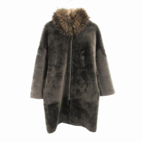 ソブ sov. ダブスタ ラクーンファーコート ムートン リバーシブル 2WAY ロング丈 38 ダ...