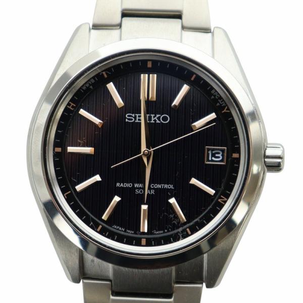 セイコー SEIKO ブライツ 腕時計 ウォッチ 電波ソーラー ロゴ 黒文字盤 デイト カレンダー付...
