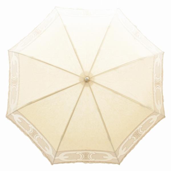 セリーヌ CELINE 折り畳み傘 雨傘 マカダム刺繍 レース ベージュ /GV レディース
