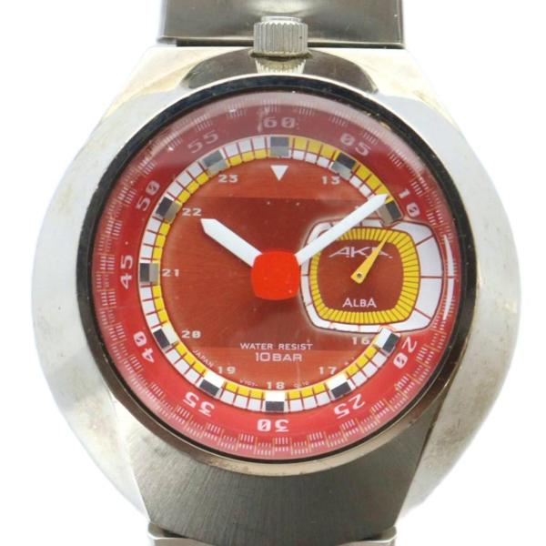 セイコー SEIKO アルバ ALBA AKA 腕時計 ウォッチ クォーツ ロゴ スモセコ 赤文字盤...