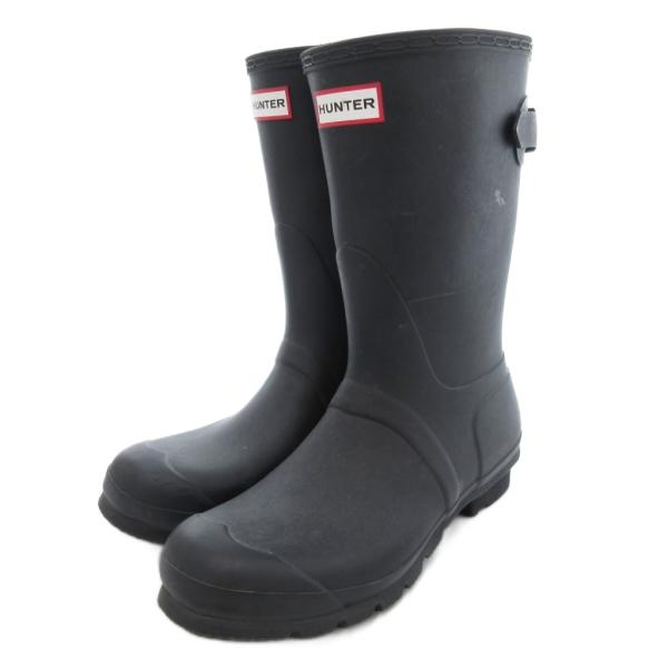 ハンター HUNTER レインブーツ 雨靴 ロング シューズ ロゴ 黒 ブラック /AE メンズ