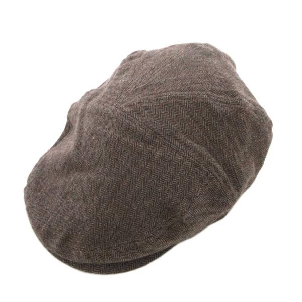 マーガレットハウエル MARGARET HOWELL ハンチング帽 ウール ヘリンボーン F ブラウ...