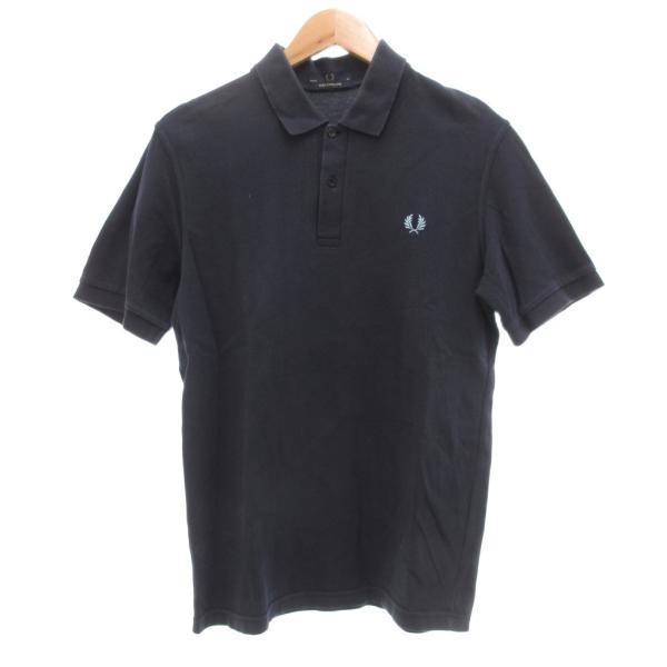 フレッドペリー FRED PERRY M3-795 ポロシャツ 半袖 ロゴ刺繍 英国製 40 ネイビ...