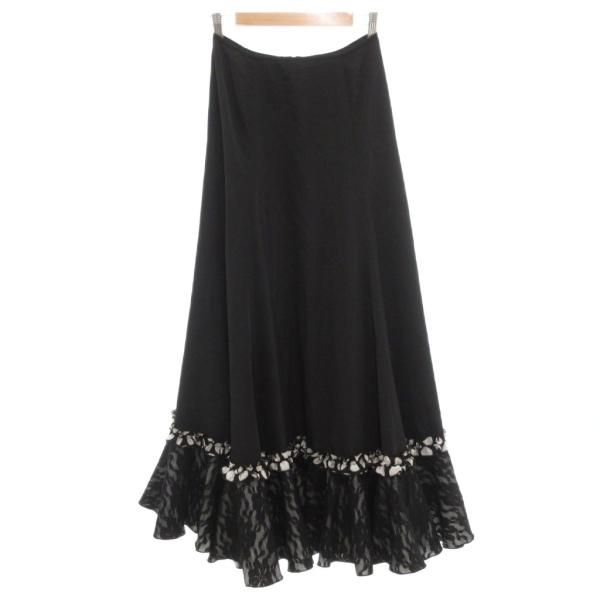 SONIA JOHNES フラメンコ衣装 フレアスカート ロング丈 レース L ブラック /UO レ...