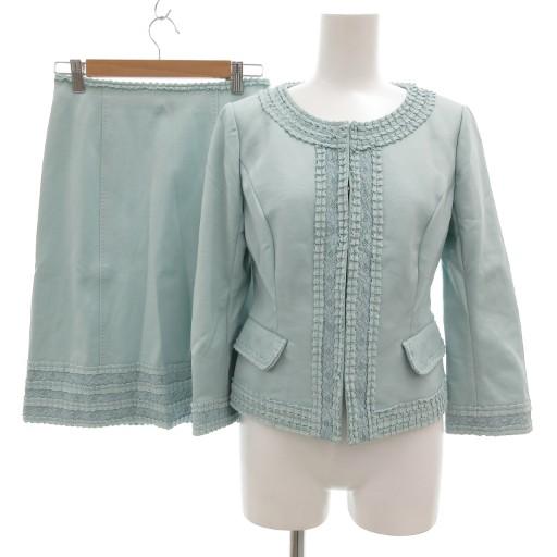 エポカ EPOCA セットアップ フォーマル ノーカラージャケット タイトスカート ひざ丈 フリル ...