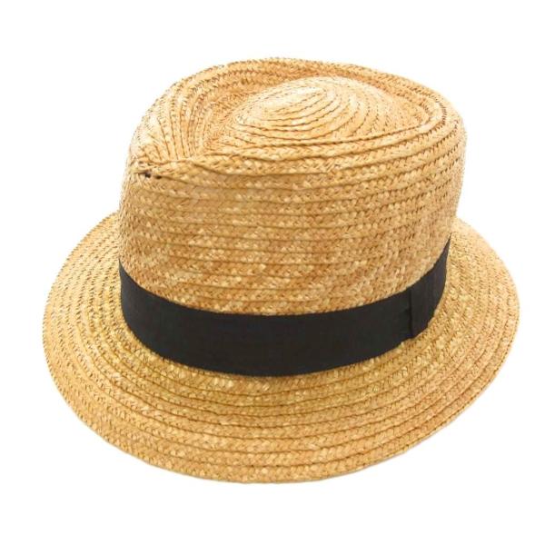 田中帽子店謹製 麦わら帽子 59cm カンカン帽 ストローハット テープ ベージュ /AE メンズ ...