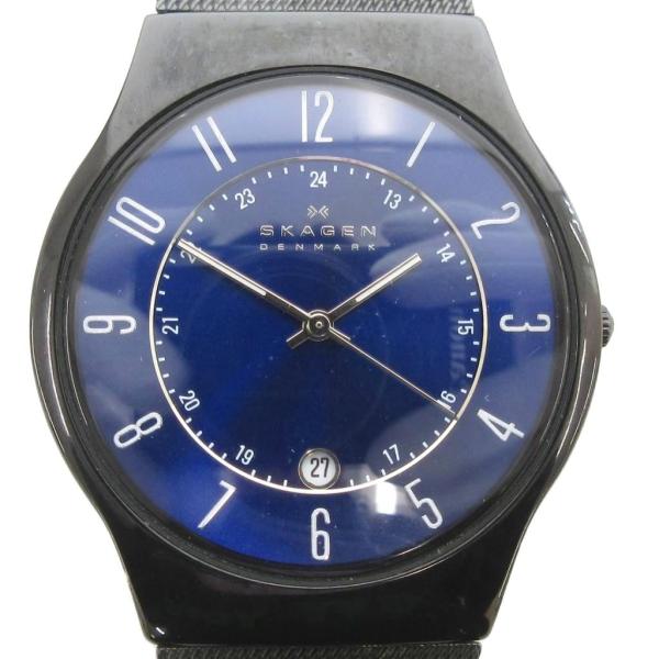 スカーゲン SKAGEN 腕時計 ウォッチ クォーツ チタン T233XLTMN 文字盤ブルー 黒 ...