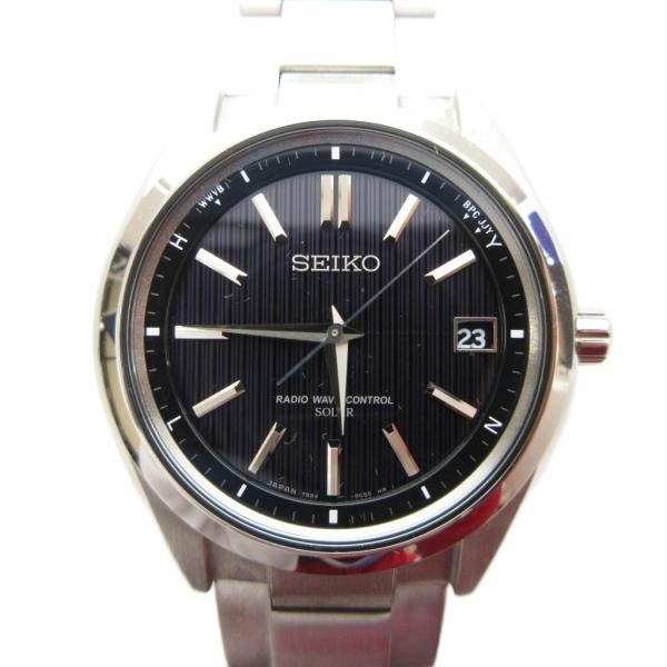 セイコー SEIKO ブライツ 腕時計 電波ソーラー アナログ カレンダー付き チタン 銀色 シルバ...