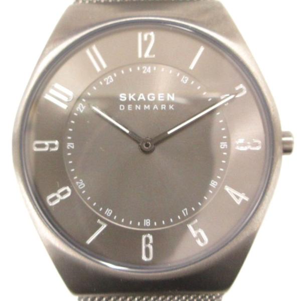 スカーゲン SKAGEN Grenen ウルトラスリム 二針 チャコールステンレススチール メッシュ...