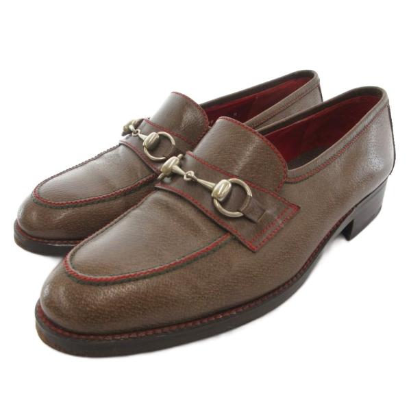 グッチ GUCCI ホースビットローファー 41.5 26.5cm シューズ ステッチ レザー 本革...