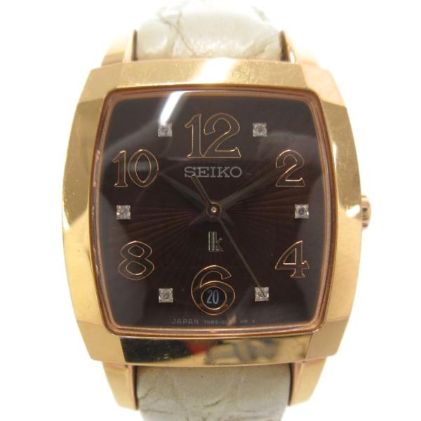 セイコー SEIKO ルキア スクエア型 腕時計 クォーツ アナログ デイト表示 6P アイボリー系...