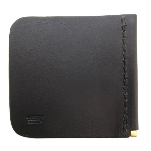 未使用品 ヘルツ HERZ マネークリップ カウレザー 牛革 ロゴ刻印 WS-13-N-BK 黒 ブ...