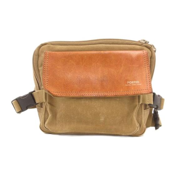 ポーター PORTER フィールド ウエストバッグ キャンバス レザー ベージュ系 /UO メンズ