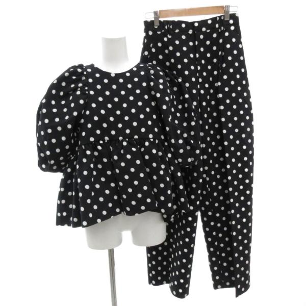 Bibiy セットアップ BETTY DOT TOP カットソー パンツ ドット パフスリーブ タッ...