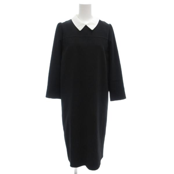 リアラ バイ ピージー Liala×PG 長袖ワンピース ひざ丈 フレア 襟付き S 黒 ブラック ...