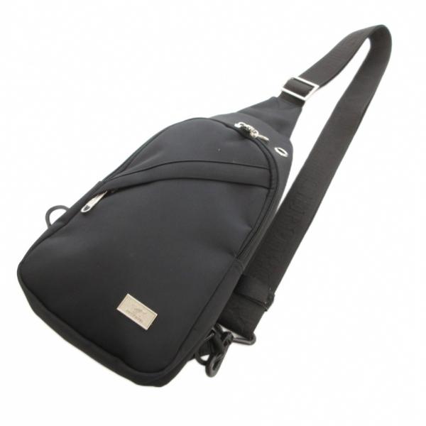 SEPTWOLVES スリングバッグ ボディバッグ ショルダー ロゴプレート ナイロン ブラック /...