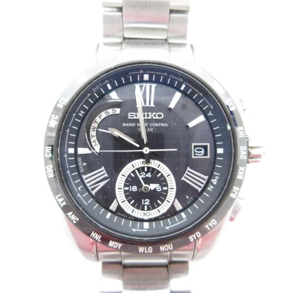 セイコー ブライツ 腕時計 ワールドタイムソーラー電波 ステンレススチール 銀色 シルバーカラー S...