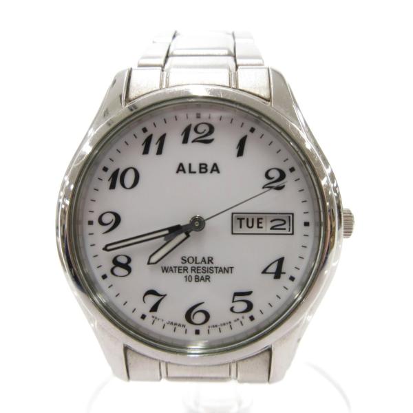 セイコー SEIKO ALBA 腕時計 ウォッチ デイデイト ソーラー 電波 文字盤ホワイト 3針 ...