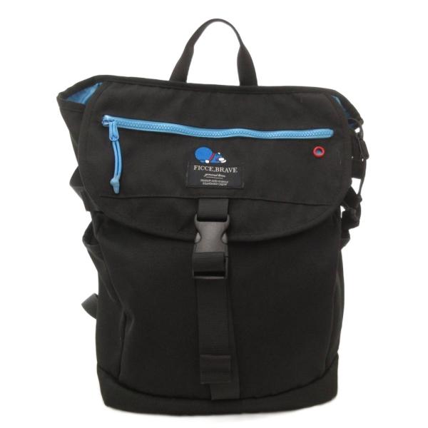 FICCE BRAVE ドラえもん リュックサック バックパック ロゴ 刺繍 黒 ブラック /FF