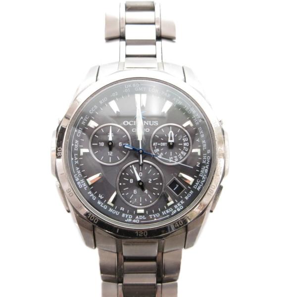 カシオ CASIO オシアナス マンタ 腕時計 ウォッチ クロノグラフ 電波ソーラー 文字盤ブラック...