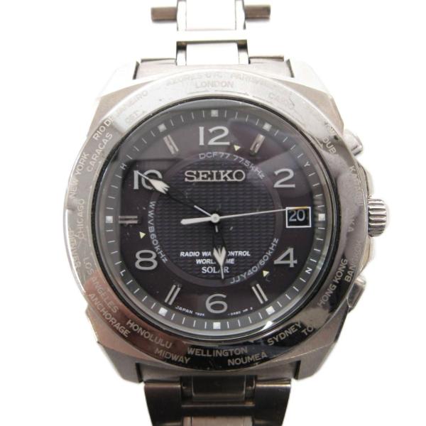 セイコー SEIKO ブライツ ワールドタイム 腕時計 ウォッチ ソーラー電波 グレー文字盤 SAG...