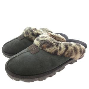 アグ UGG COQUETTE サボサンダル スエード ボア レオパード柄 1003649 25 茶色 ブラウン /MG レディース