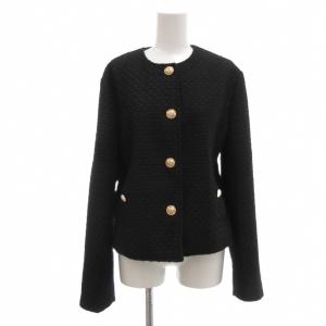 ZARA（ザラ） ノーカラージャケット 上着 M 赤 レッド ツイード 金